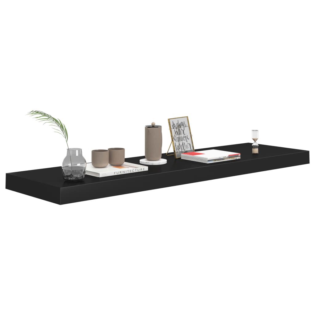 Rafturi de perete suspendate 4 buc., negru, 90x23,5x3,8 cm, MDF