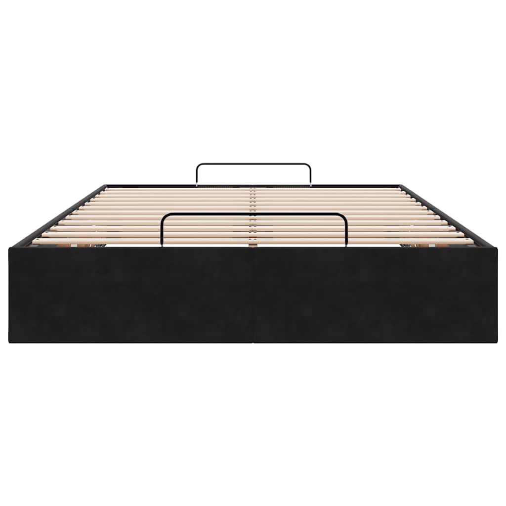 Cadru de pat otoman fără saltea, Negru, 120x190 cm, material textil