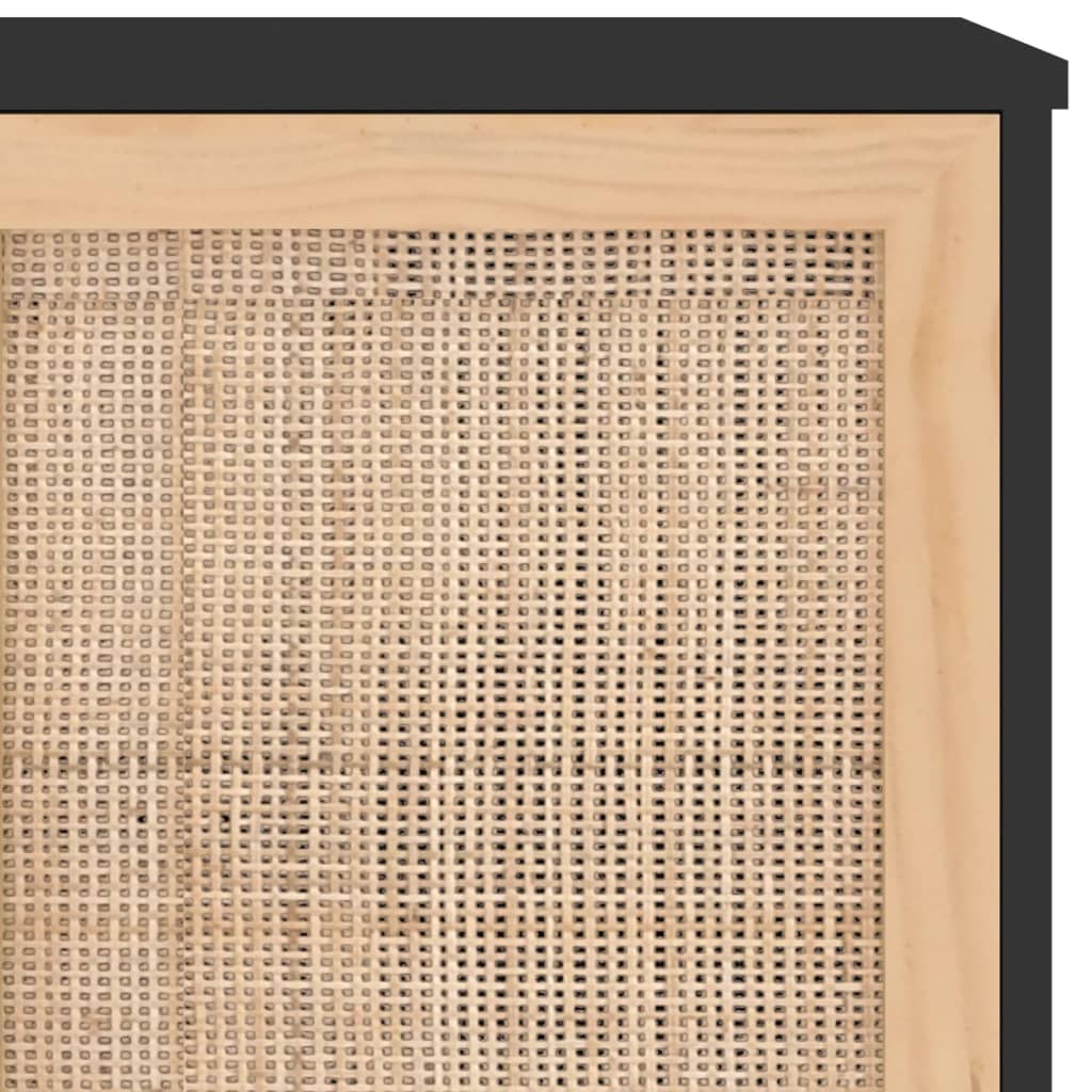 Servantă, negru, 105x30x60 cm, lemn masiv pin și ratan natural