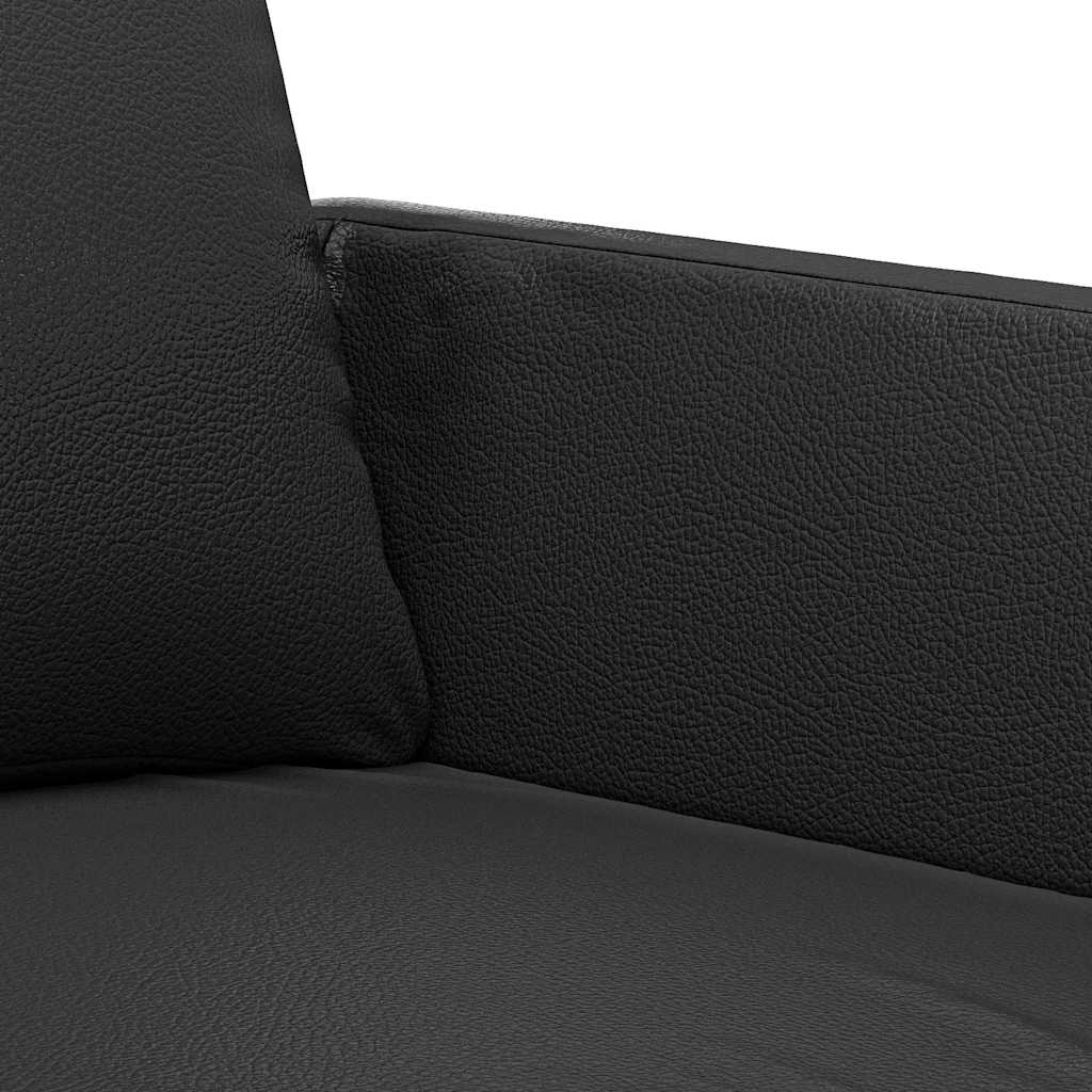 Canapea cu 2 locuri, negru, 140 cm, piele ecologică