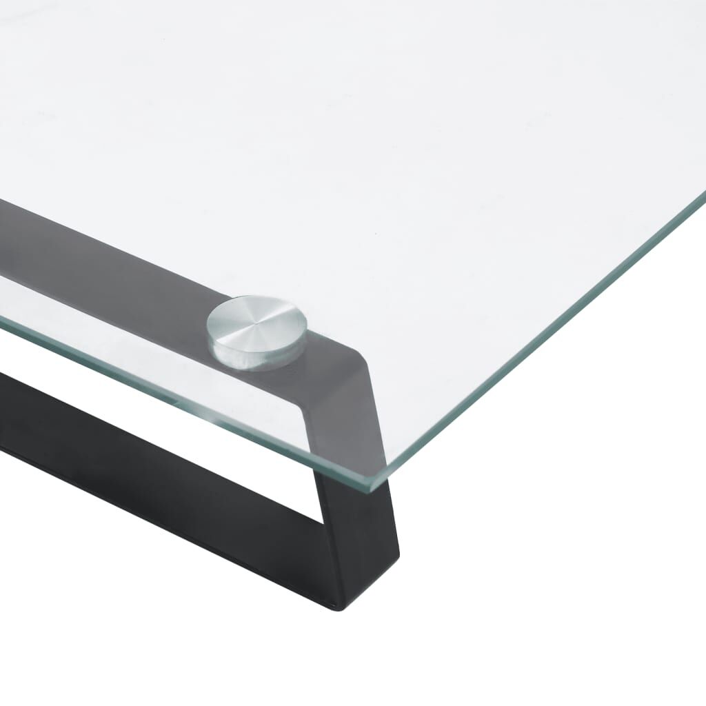 Suport de monitor, negru, 80x35x8 cm, sticlă securizată/ metal