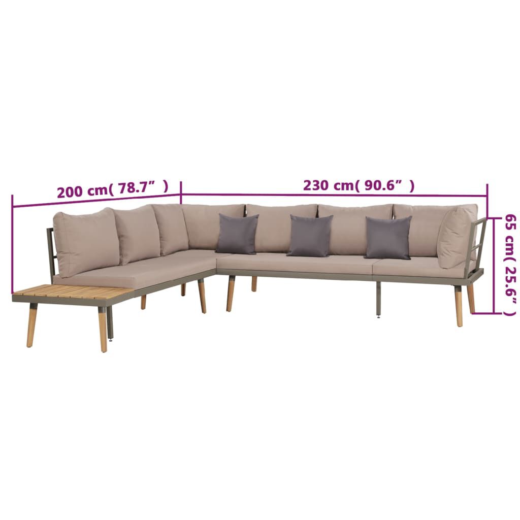 Set mobilier grădină cu perne, 4 piese, maro, lemn acacia