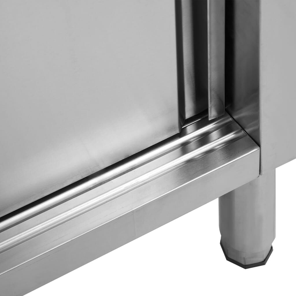 Masă de lucru cu uși glisante 120x50x(95-97) cm oțel inoxidabil