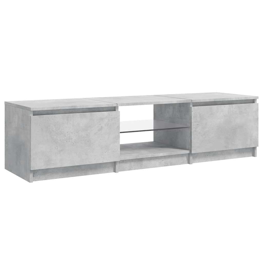 Comodă TV cu lumini LED, gri beton, 140x40x36 cm