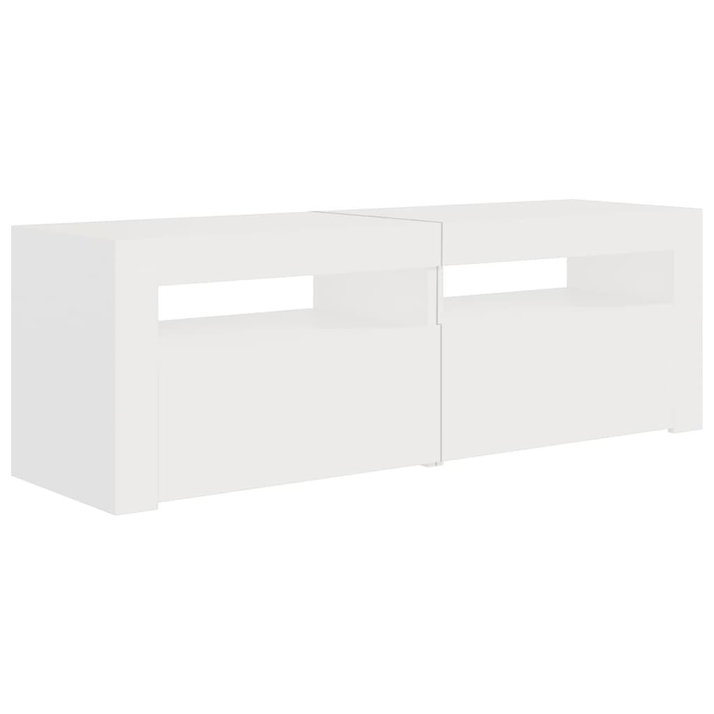 Comodă TV cu lumini LED, alb, 120x35x40 cm