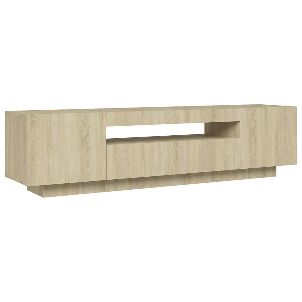 Comodă TV cu lumini LED, stejar sonoma, 160x35x40 cm
