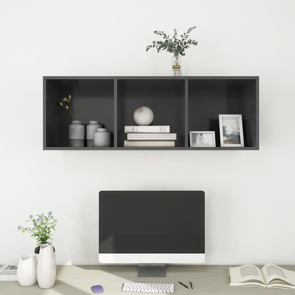 Dulap TV montat pe perete, gri, 37x37x107 cm, PAL