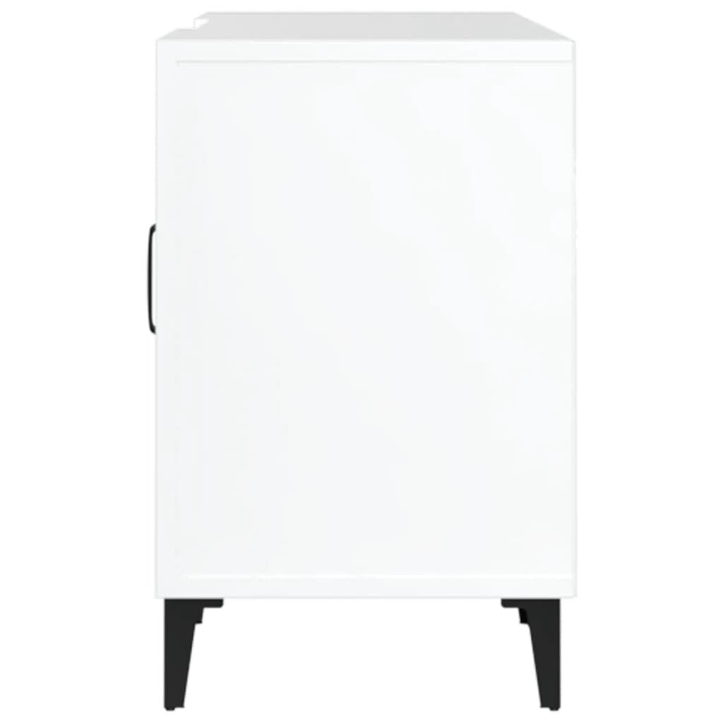 Comodă TV, alb extralucios, 150x30x50 cm, lemn compozit