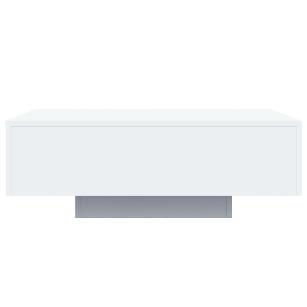 Măsuță de cafea cu lumini LED, alb, 85x55x31 cm