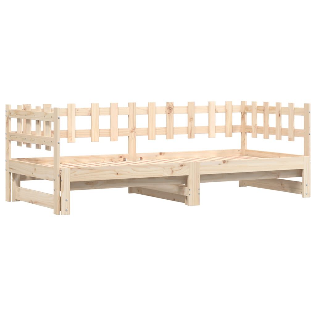 Pat de zi extensibil, 2x(90x200) cm, lemn masiv de pin