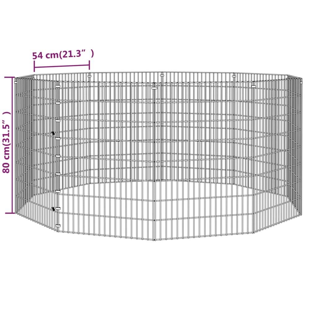 Adăpost pentru animale cu 10 panouri, 54x80 cm, fier galvanizat