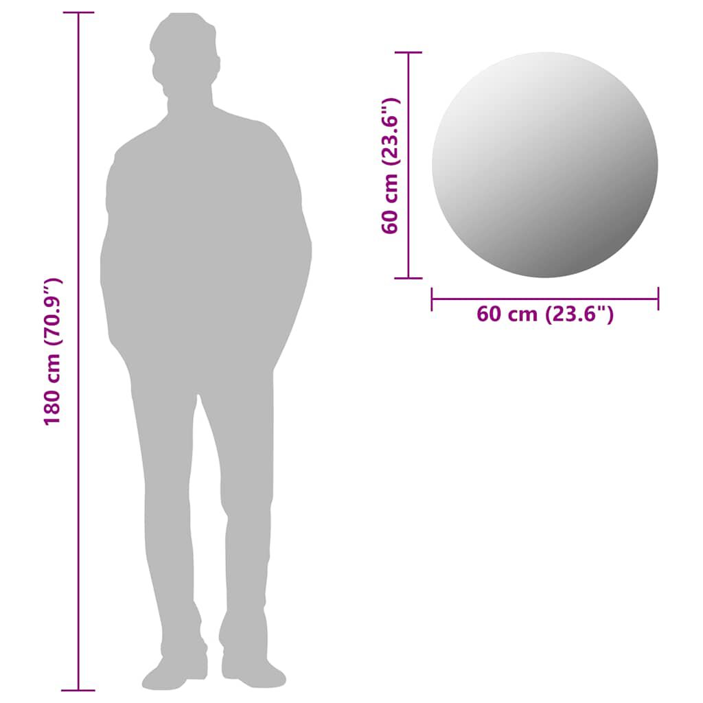 Oglindă de perete, 60 cm, sticlă, rotundă