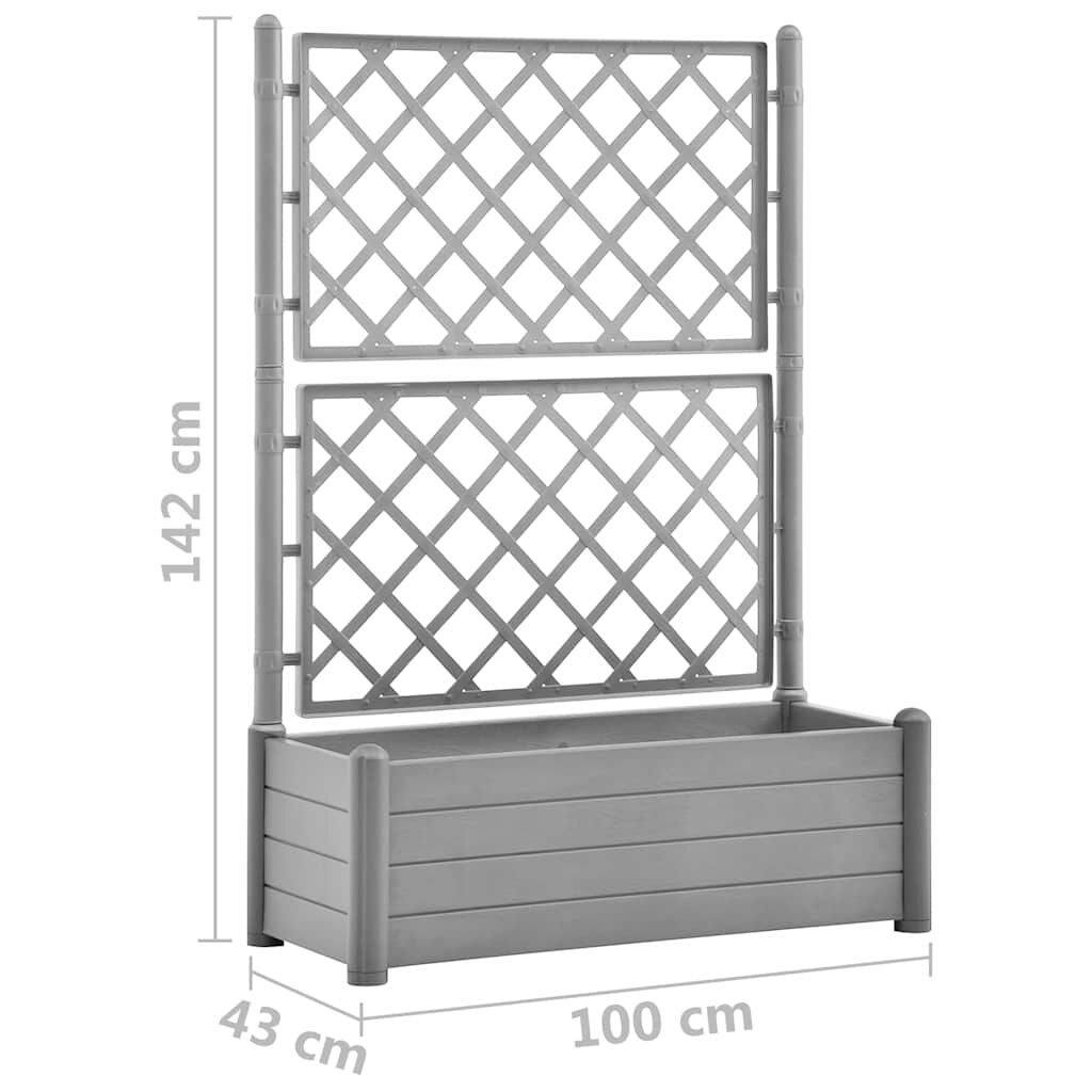 Jardinieră de grădină cu spalier, gri piatră, 100x43x142, PP