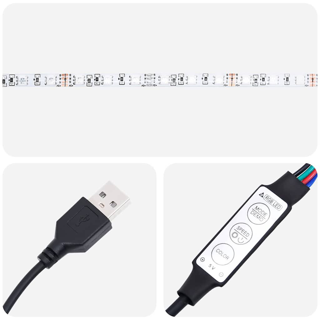 Dulap noptieră cu LED, alb, 45x35x67 cm, lemn prelucrat