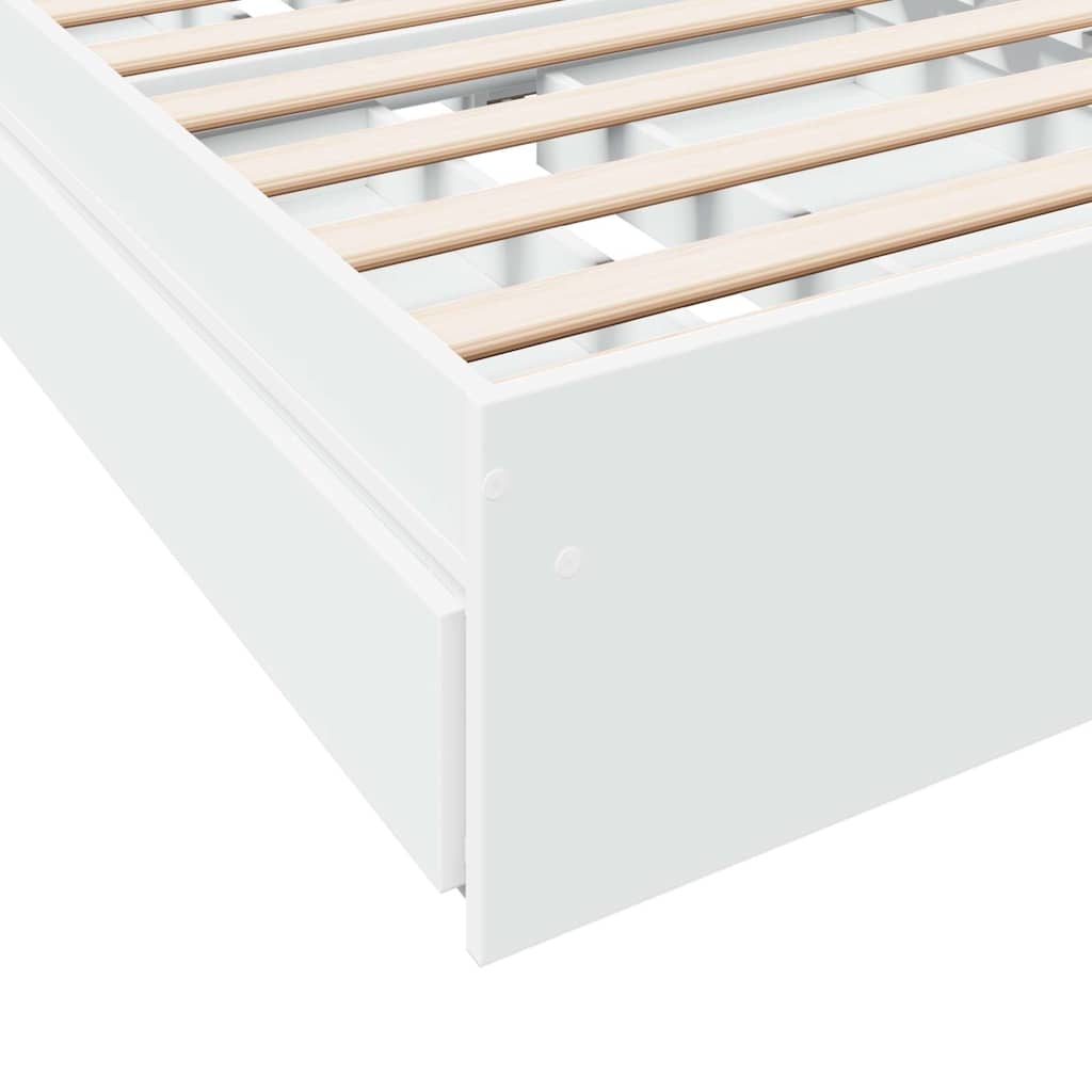 Cadru de pat cu sertare, alb, 100x200 cm, lemn prelucrat