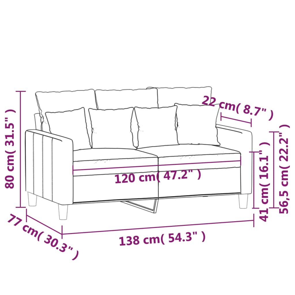 Canapea cu 2 locuri, negru, 120 cm, catifea