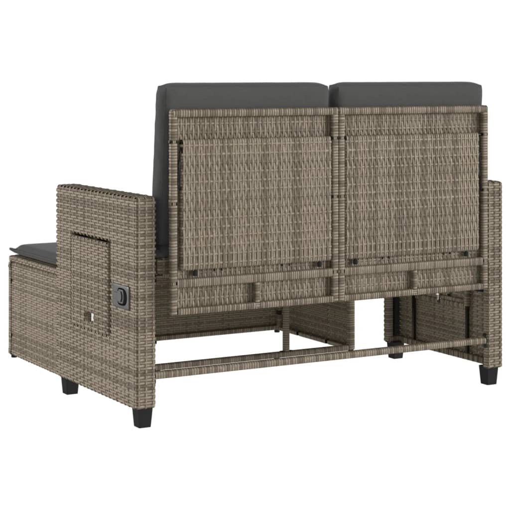 Bancă de grădină rabatabilă cu perne, gri, poliratan