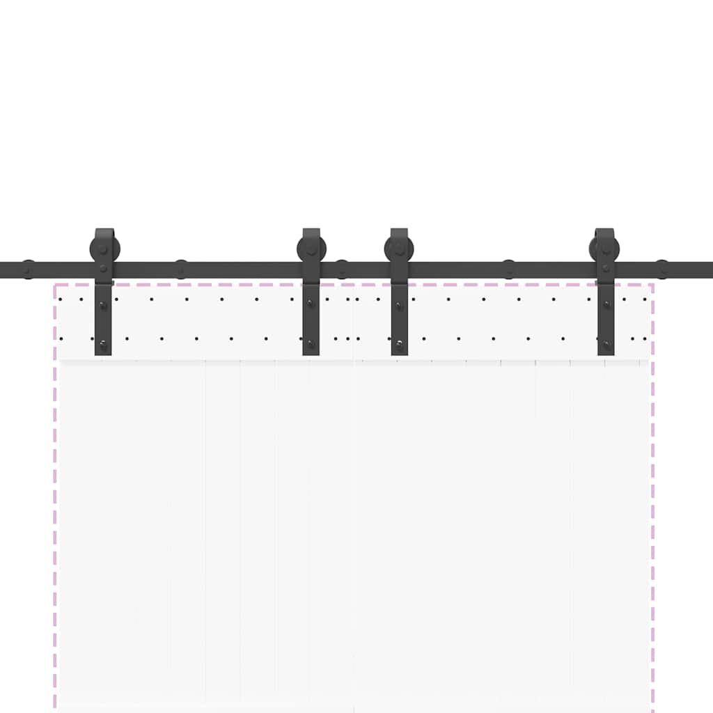 Set feronerie pentru ușă glisantă, negru, 183 cm, oțel