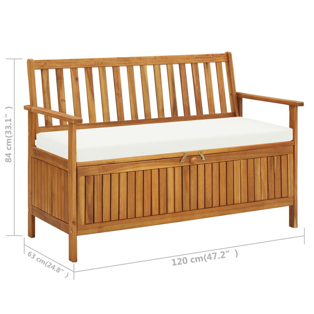 Bancă de depozitare grădină 120x63x84 cm lemn masiv salcâm XL