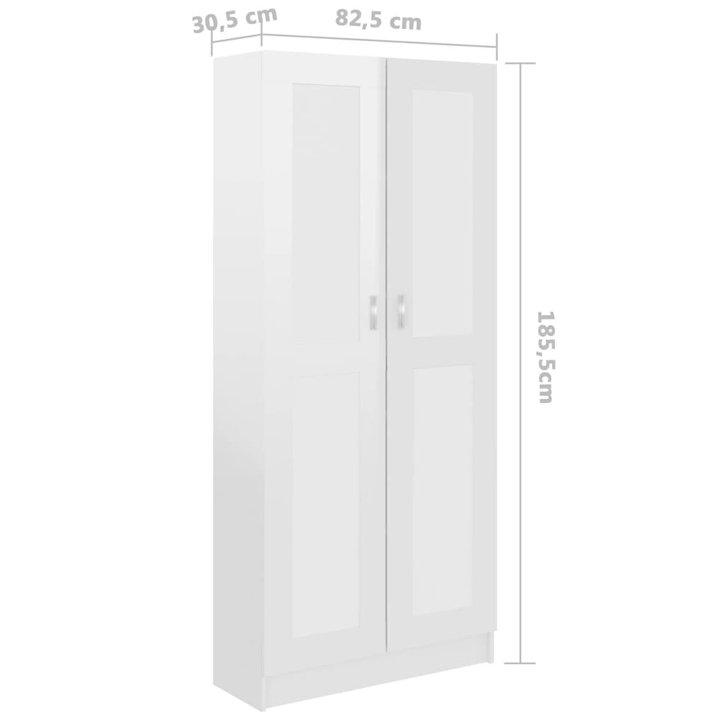Bibliotecă, alb, 82,5x30,5x185,5 cm, lemn prelucrat