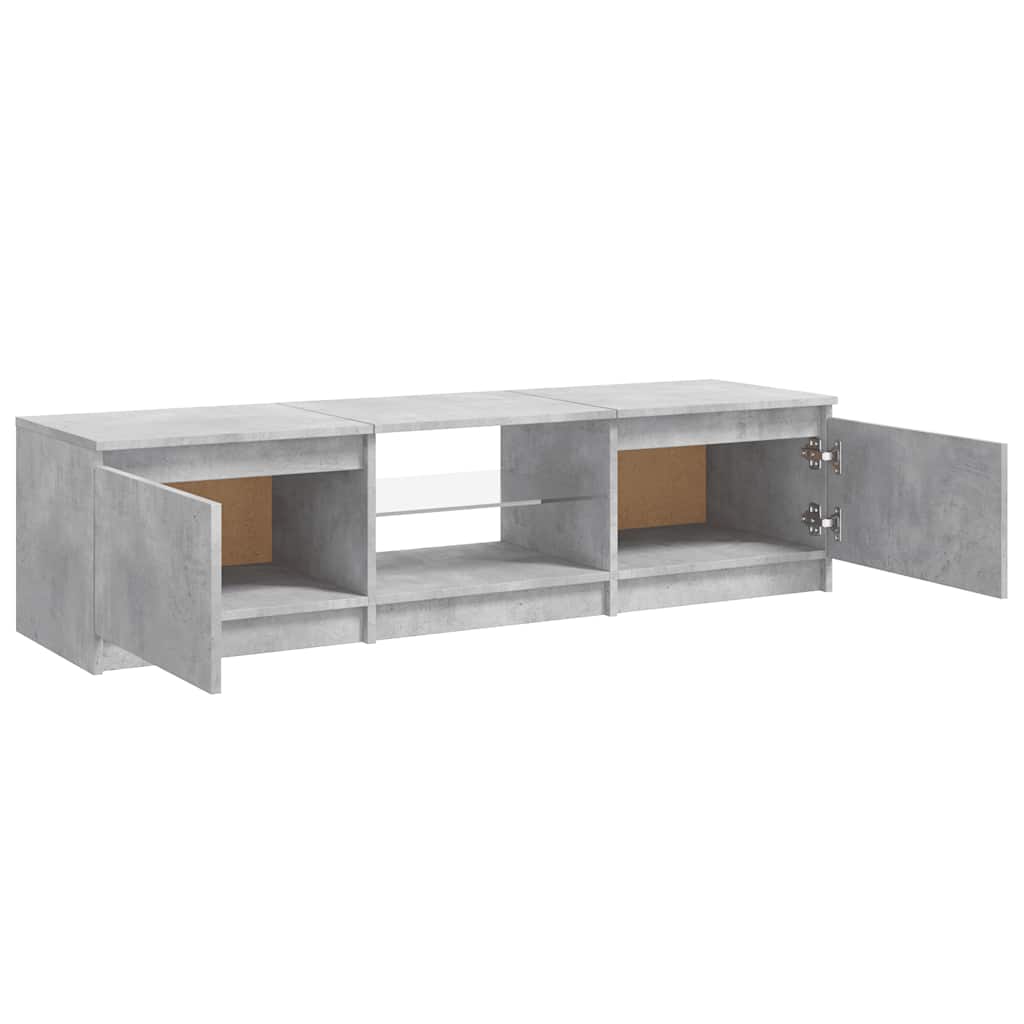 Comodă TV cu lumini LED, gri beton, 140x40x36 cm