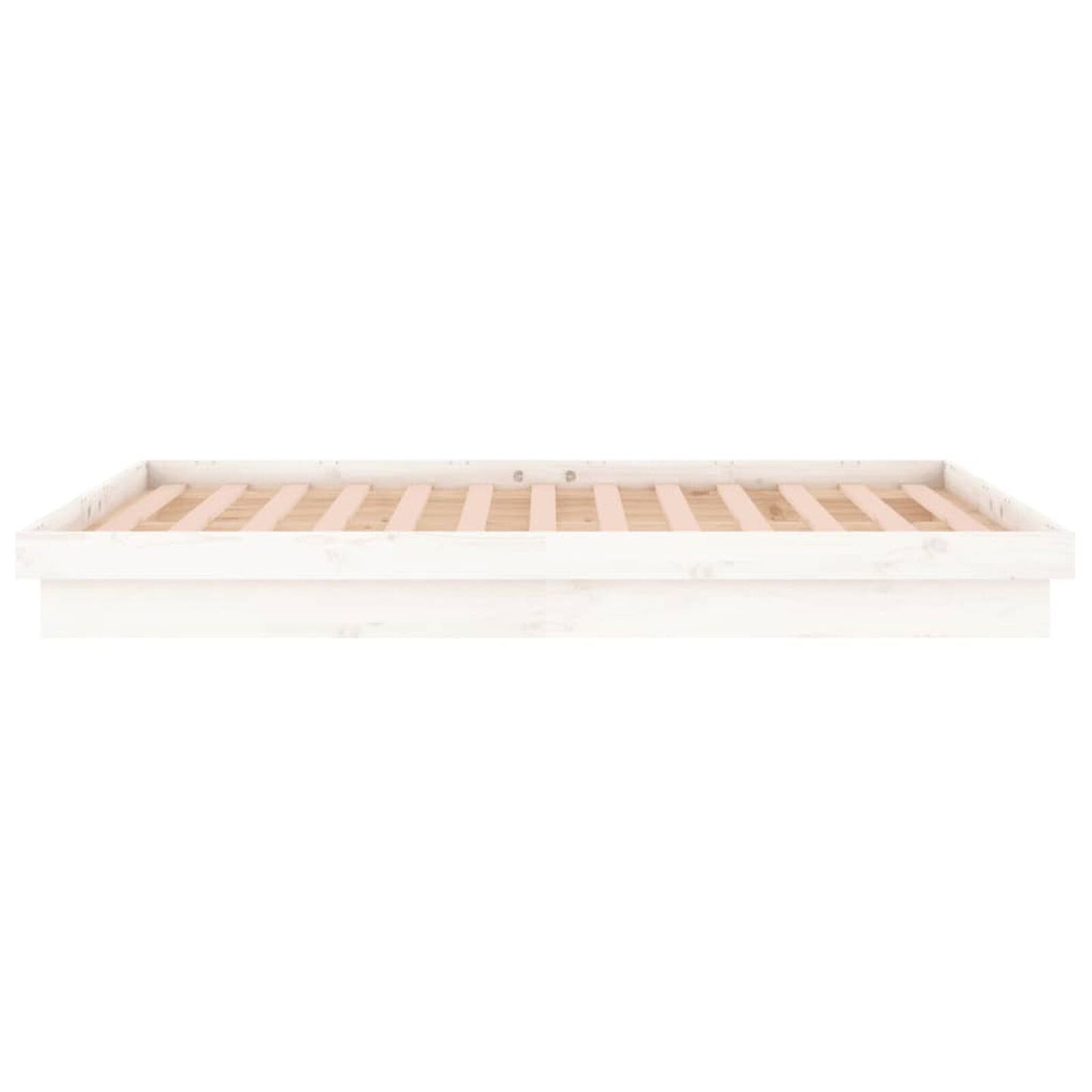 Cadru de pat cu LED, alb, 160x200 cm, lemn masiv