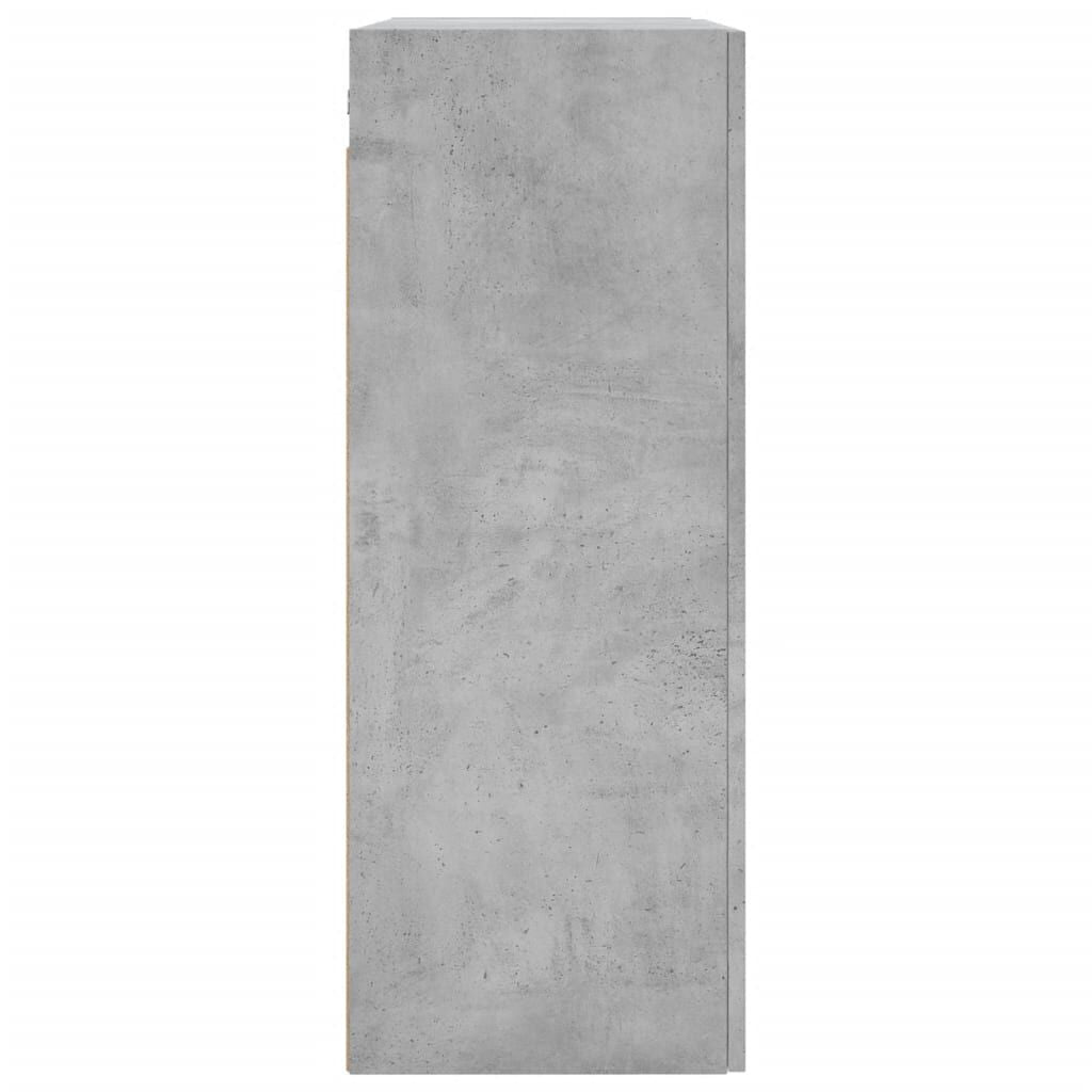 Dulap pe perete, gri beton, 69,5x34x90 cm, lemn prelucrat