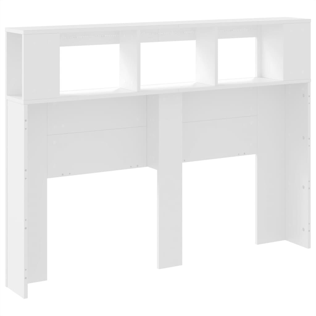 Tăblie de pat cu LED, alb, 140x18,5x103,5 cm, lemn