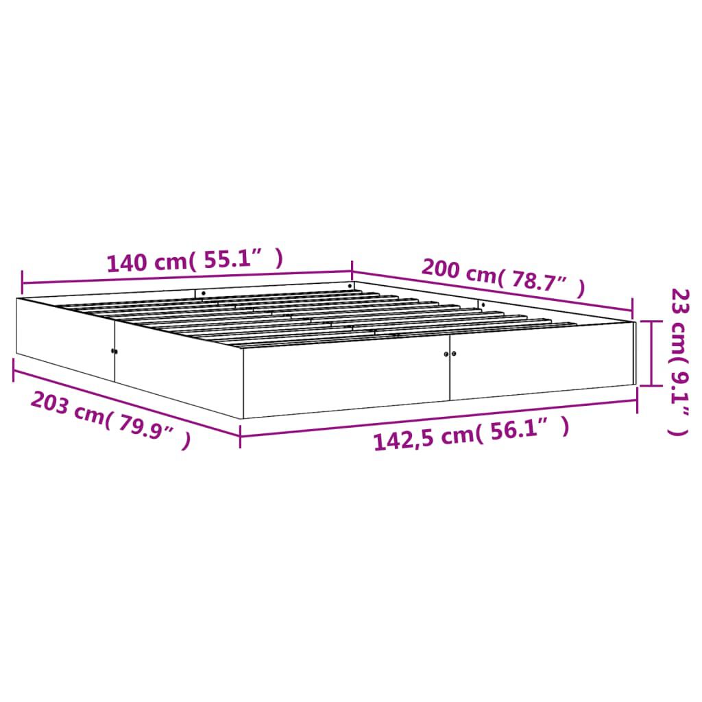 Cadru de pat fără saltea, maro ceruit 140x200 cm lemn masiv pin