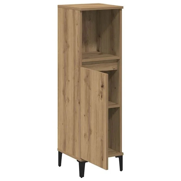 Dulap de baie, stejar artizanal, 30x30x100 cm, lemn prelucrat
