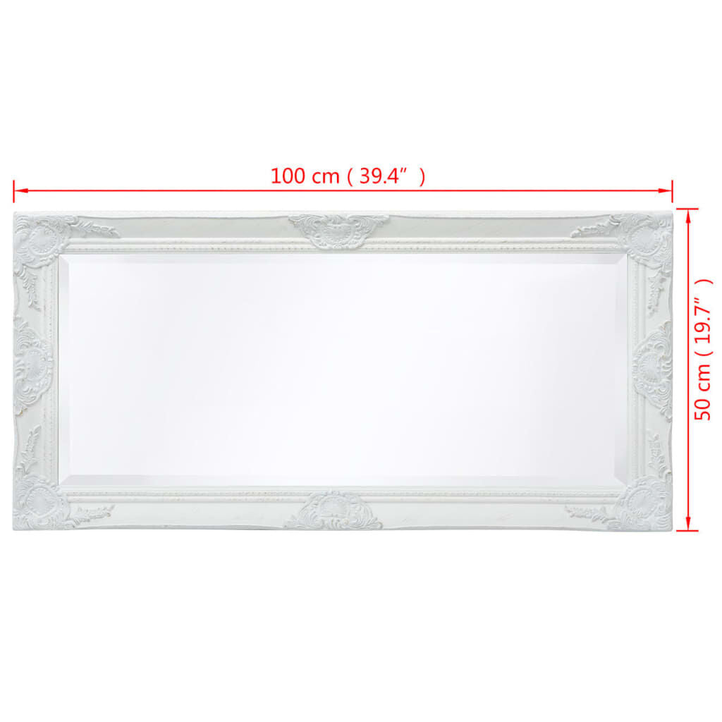 Oglindă verticală în stil baroc, 100 x 50 cm, alb