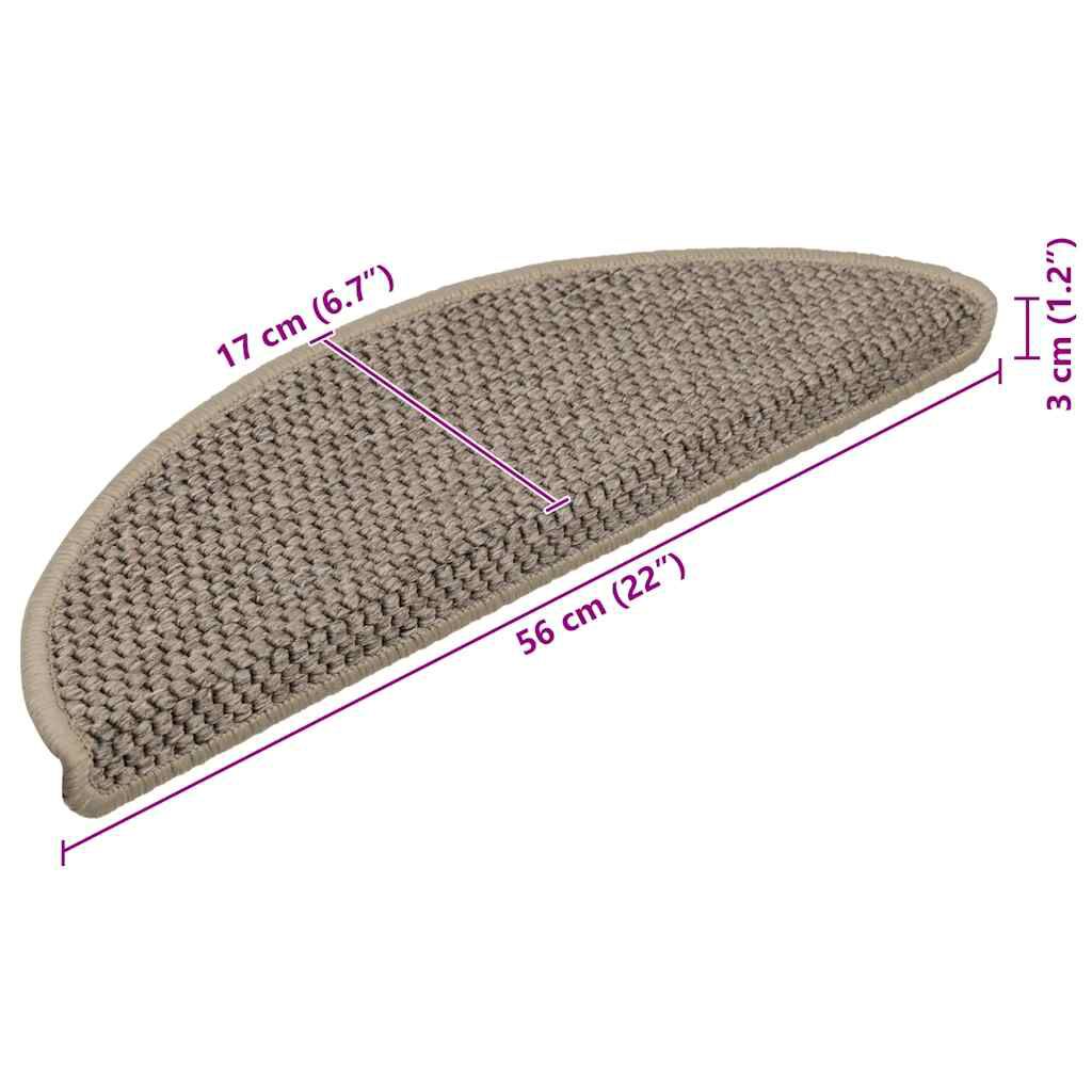 Covorașe scări autoadezive aspect sisal, 15 buc. bej 56x17x3cm