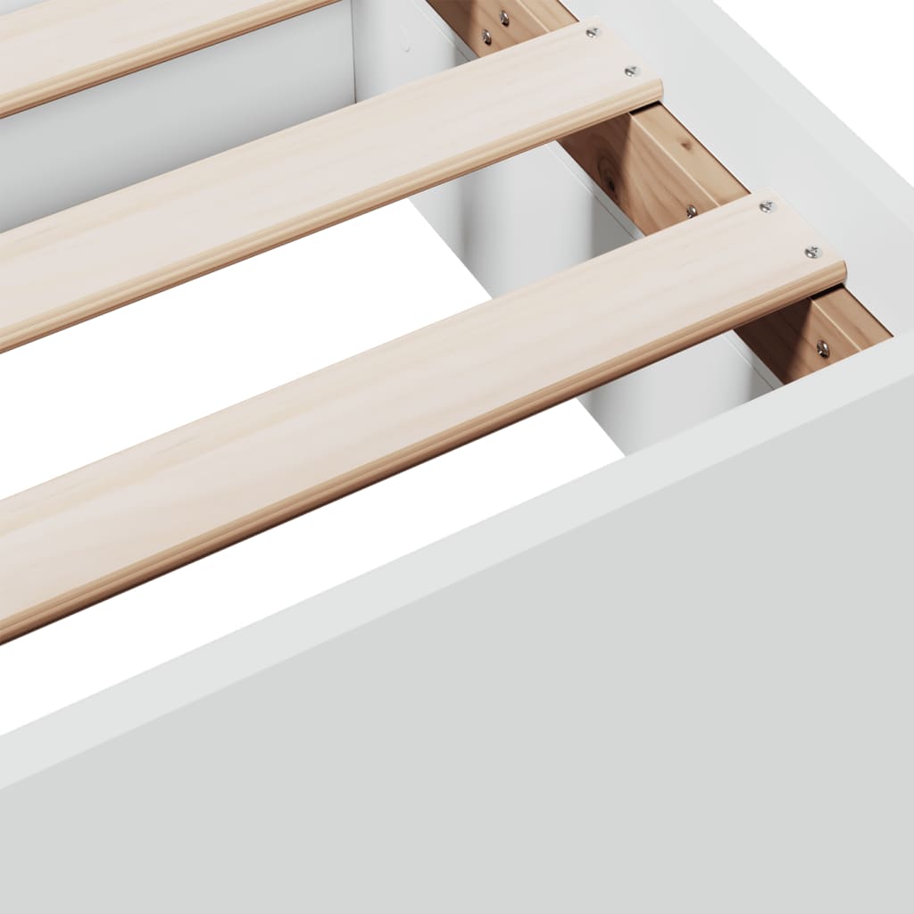 Cadru pat cu sertare alb, 150x200 cm, lemn prelucrat