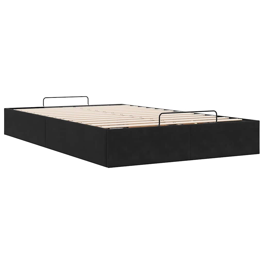Cadru de pat otoman fără saltea, Negru, 120x190 cm, material textil