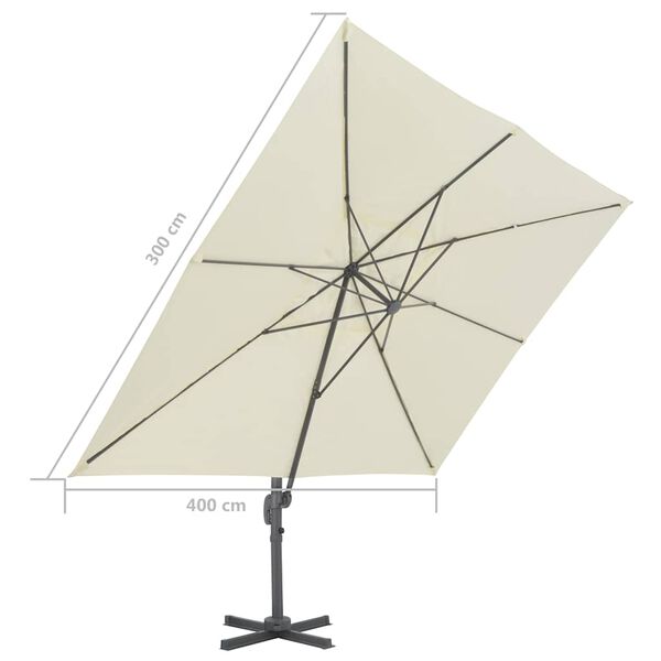 Umbrelă de grădină în consolă cu stâlp din aluminiu 400x300 cm, culoare nisip