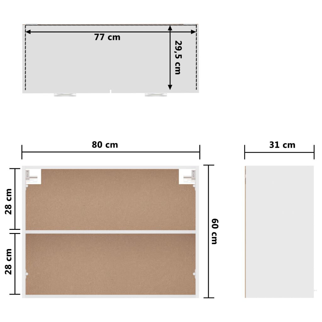 Dulap suspendat “Lyon”, alb, 80 x 31 x 60 cm, lemn prelucrat