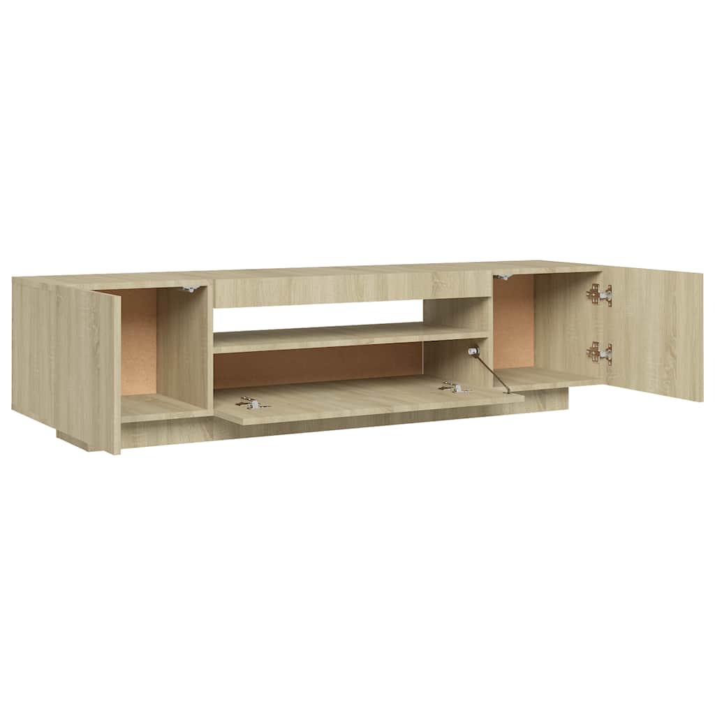 Comodă TV cu lumini LED, stejar sonoma, 160x35x40 cm