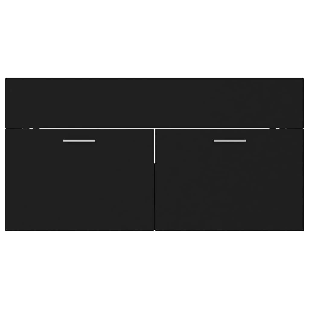 Set mobilier de baie, 2 buc., negru, PAL