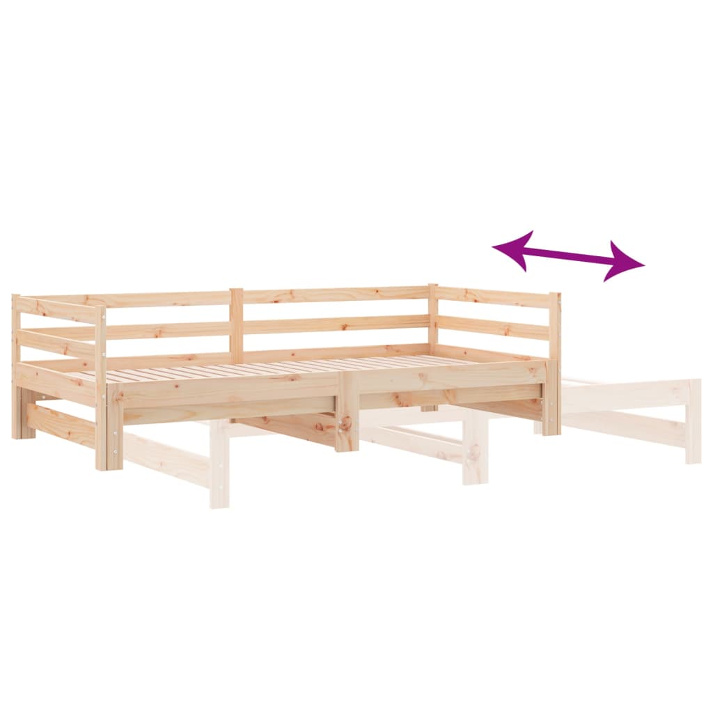 Pat de zi extensibil, 2x(90x200) cm, lemn masiv de pin