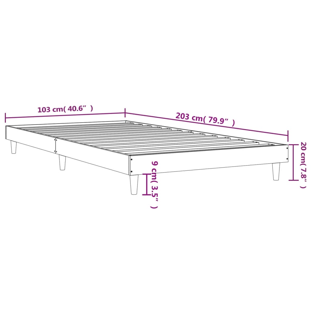 Cadru pat fără saltea alb 100x200 cm lemn prelucrat