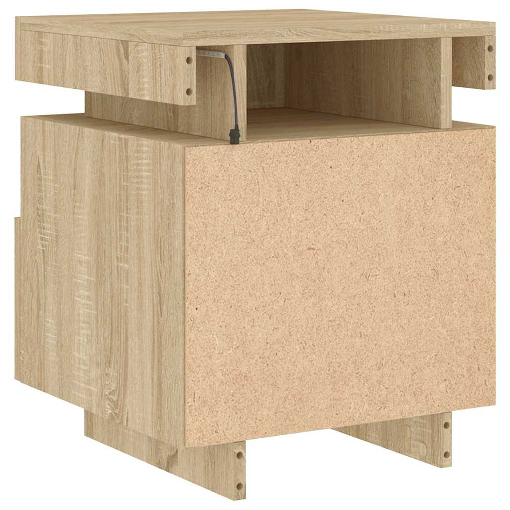 Noptieră cu lumini LED, stejar sonoma, 40x39x48,5 cm