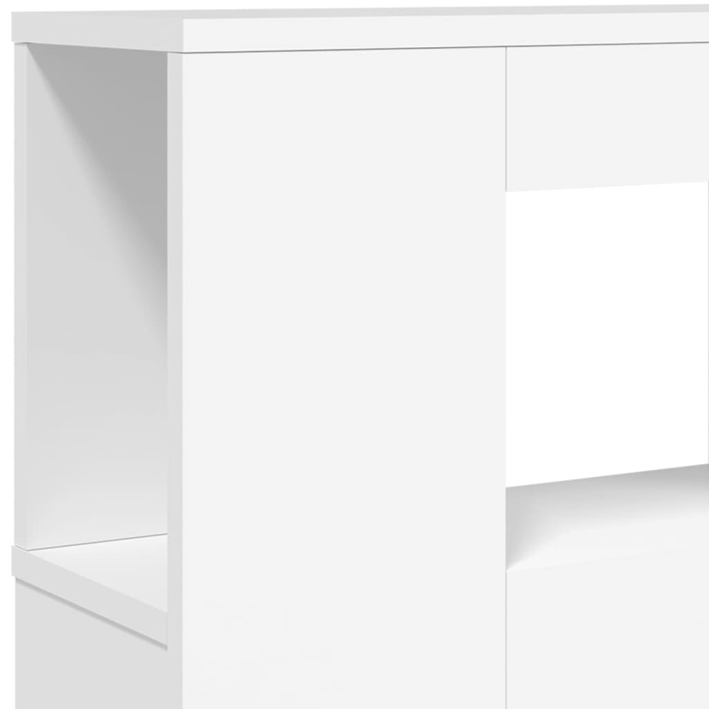 Tăblie de pat cu LED, alb, 140x18,5x103,5 cm, lemn