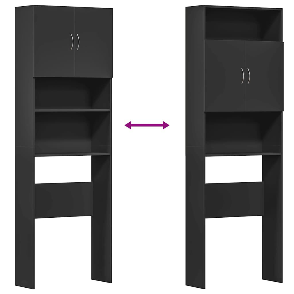 Dulap pentru mașină de spălat negru 64x24x190 cm lemn prelucrat