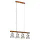 Lampa suspendata industriala, argintiu, lemn de mango, E27