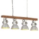 Lampa suspendata industriala, argintiu, lemn de mango, E27