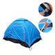 Smart Outlet blue 2-person camping tent made of waterproof fabric with fiberglass poles, ideal for outdoor adventures.